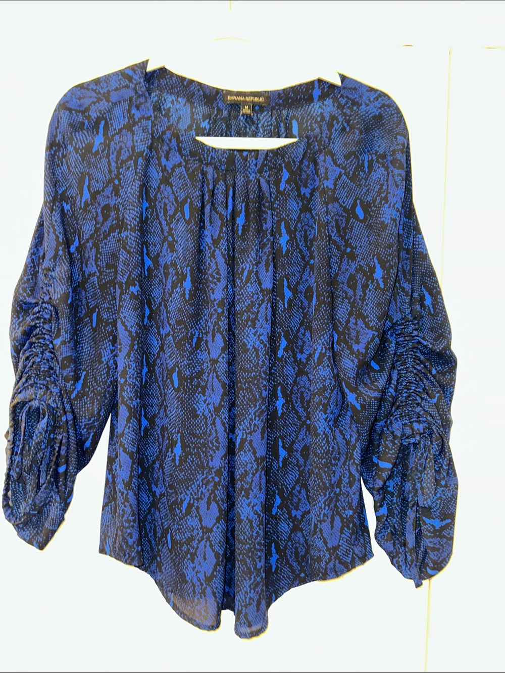 Banana Republic Black and Blue Snake-Pattern Blouse